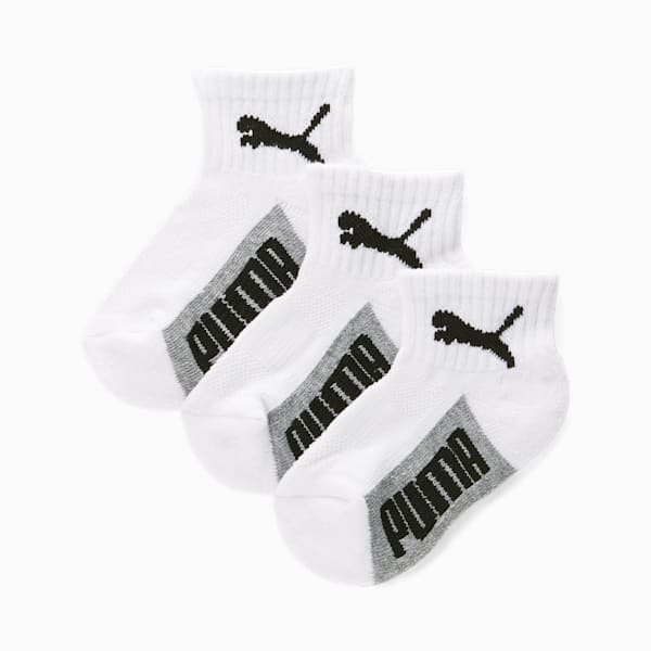 Kids' Terry Quarter Cut Socks [3 Pairs], WHITE / GREY, extralarge